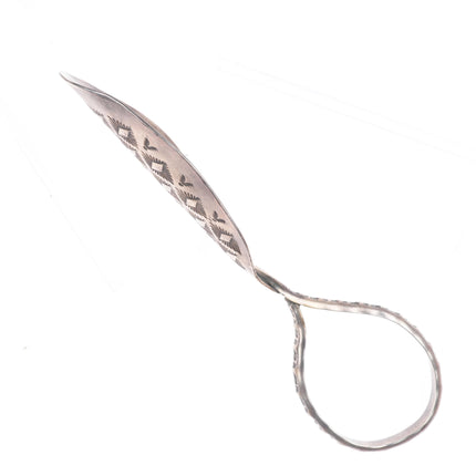 Vintage Navajo hand stamped sterling silver coffee/tea caddy scoop