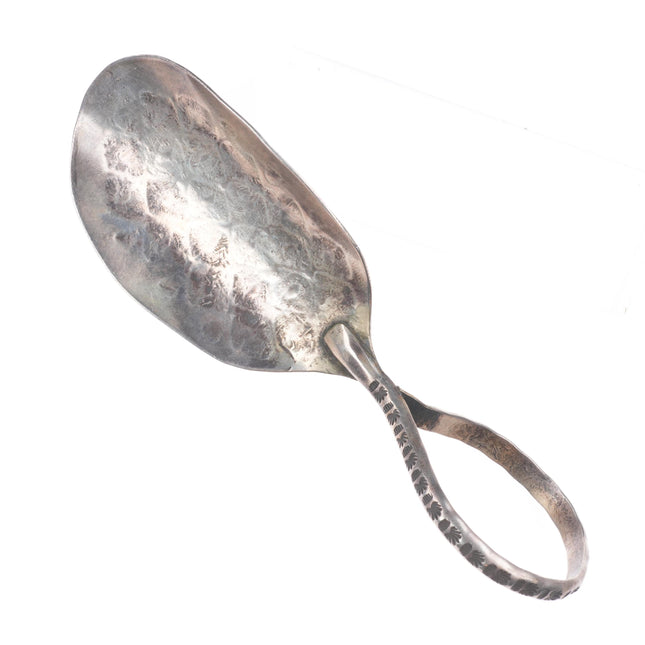 Vintage Navajo hand stamped sterling silver coffee/tea caddy scoop