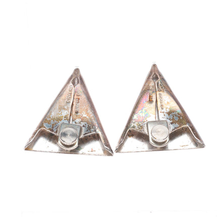 Vintage hand engraved sterling silver collar tips