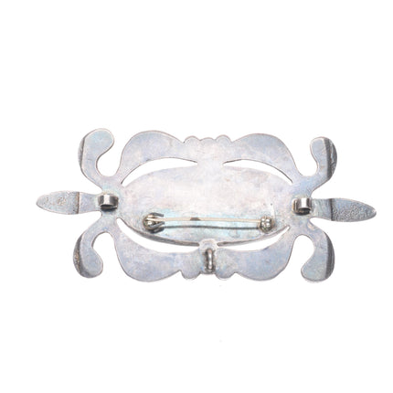 Big vintage Navajo cast sterling silver turquoise ornament/pin/pendant