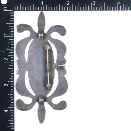 Big vintage Navajo cast sterling silver turquoise ornament/pin/pendant
