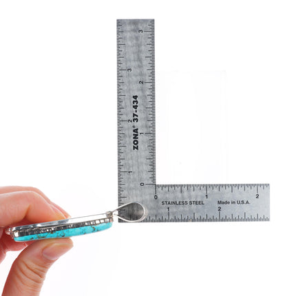 Large Vintage RG Navajo sterling silver pendant with nice big turquoise