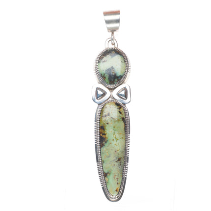 Large Gibson Nez Navajo/Apache sterling silver green turquoise pendant