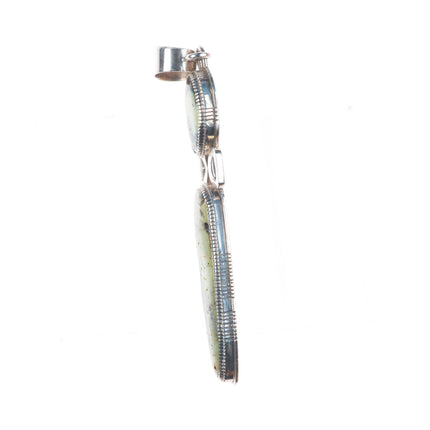 Large Gibson Nez Navajo/Apache sterling silver green turquoise pendant