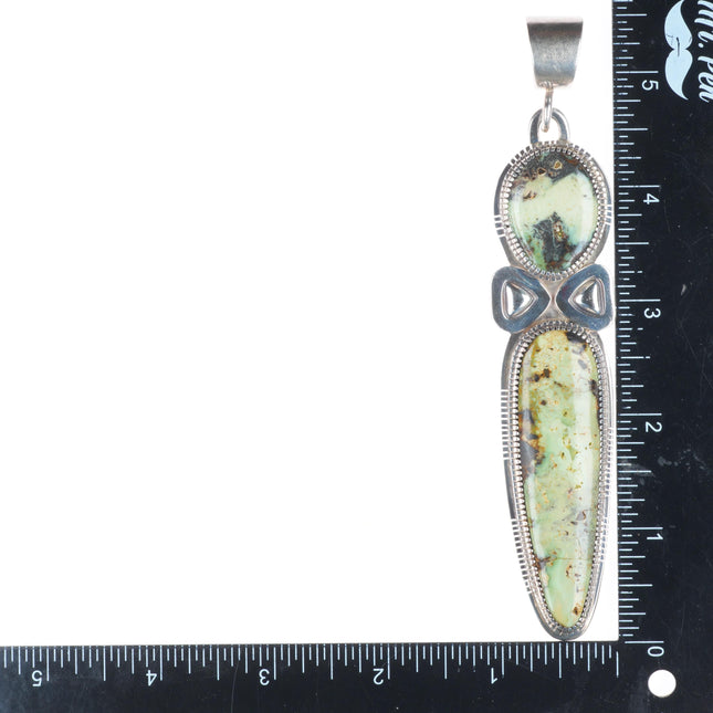 Large Gibson Nez Navajo/Apache sterling silver green turquoise pendant