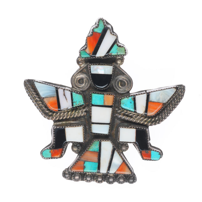 c1940's Zuni spiny oyster/turquois/jet knifewing pin/brooch