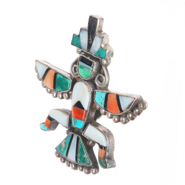 c1940's Zuni spiny oyster/turquois/jet/shell knifewing pin/brooch