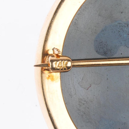 Antique Roman 14k gold micro-mosaic rose/flower bouquet brooch/pin