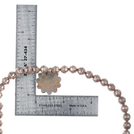 vintage Navajo sterling silver turquoise chip inlay flower form necklace