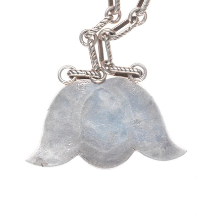 Heavy vintage Navajo sterling silver/turquoise desert blossom necklace