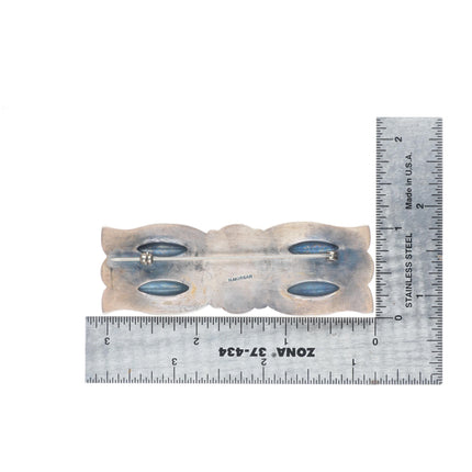 Harry Morgan Navajo sterling silver deep stamped high grade turquoise pin/brooch