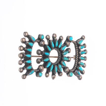 Vintage Zuni sterling silver petit point turquoise butterfly pin/brooch
