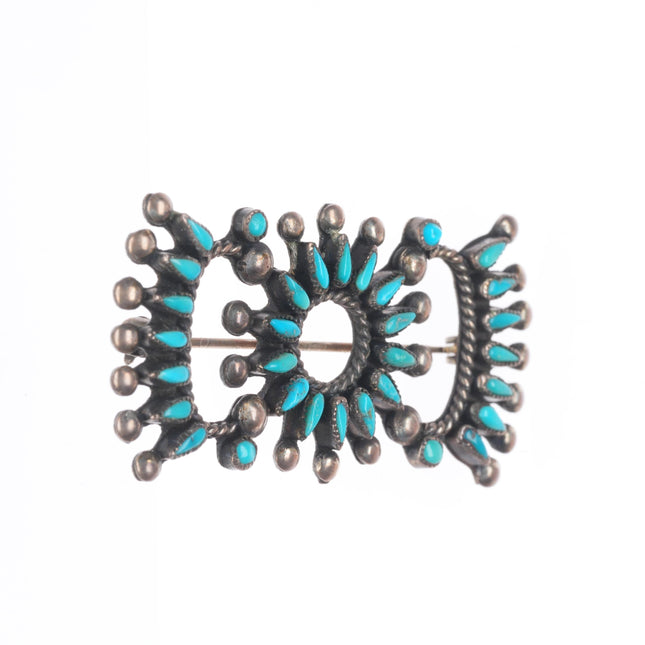 Vintage Zuni sterling silver petit point turquoise butterfly pin/brooch