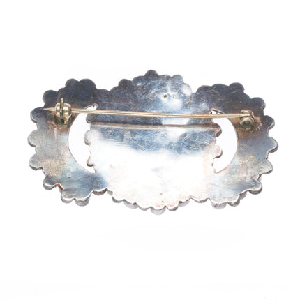 Vintage Zuni sterling silver petit point turquoise butterfly cluster pin/brooch