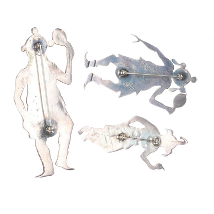 collection vintage Hopi sterling silver mudhead Kachina pins/brooch lot