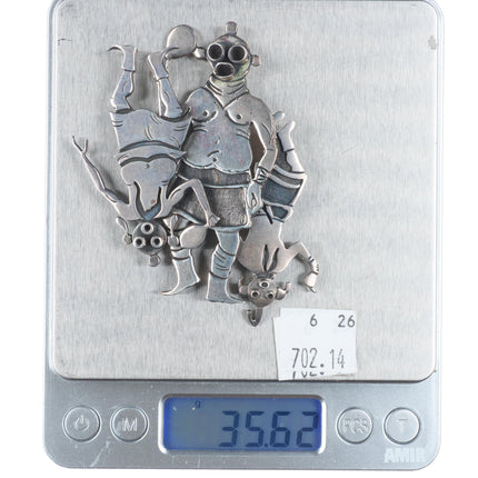 collection vintage Hopi sterling silver mudhead Kachina pins/brooch lot