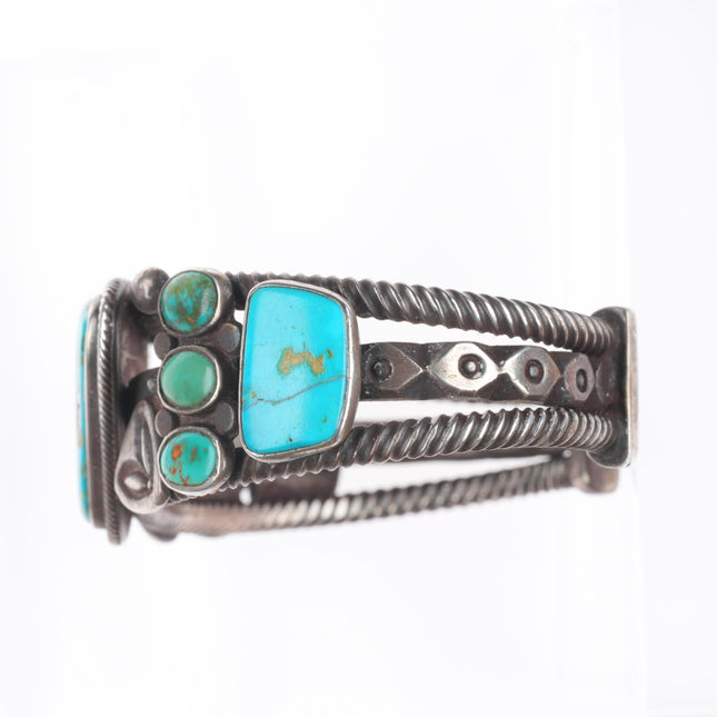 6.9" Jock Favour turquoise/ingot silver Navajo revival style cuff bracelet