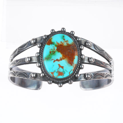 6.25" c1940 vintage Navajo sterling silver Royston turquoise cuff bracelet