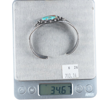 6.25" c1940 vintage Navajo sterling silver Royston turquoise cuff bracelet