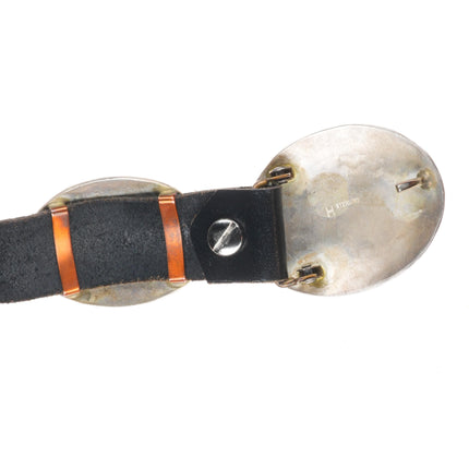 42" vintage Navajo deep stamped sterling silver concho belt H