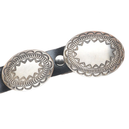 42" vintage Navajo deep stamped sterling silver concho belt H