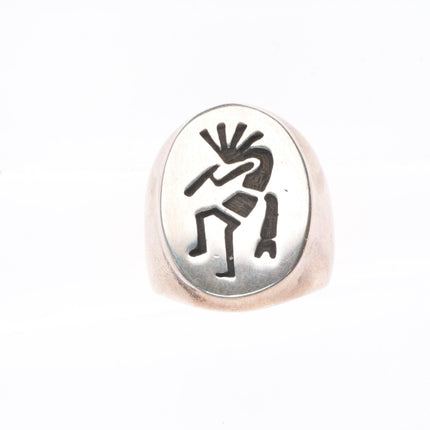 sz7 Vintage Southwestern sterling silver kokopelli ring in overlay style