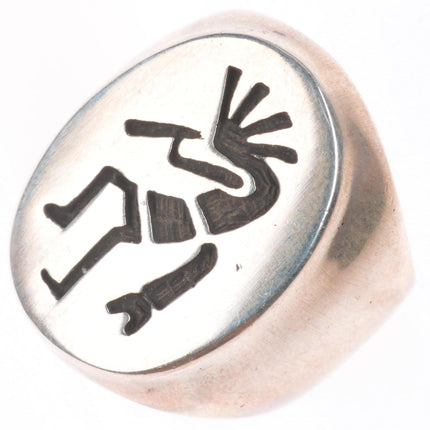 sz7 Vintage Southwestern sterling silver kokopelli ring in overlay style