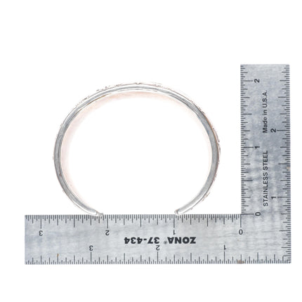 6.1" Vintage Navajo Overlay turquoise inlaid sterling silver heavy cuff bracelet