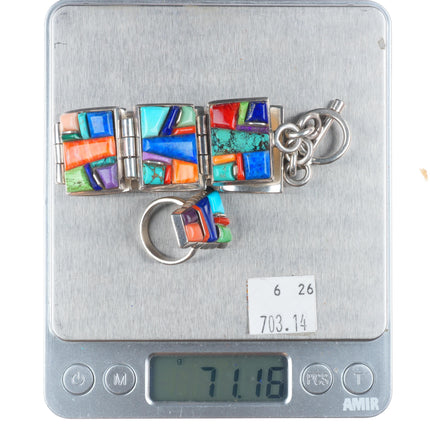 6.6" Lynol Yellowhorse sz7.5 Ring and link bracelet sterling silver cobblestone