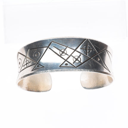 6.2" Duane Maktima Hopi sterling silver abstract  modernist cuff bracelet