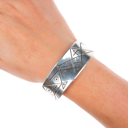 6.2" Duane Maktima Hopi sterling silver abstract  modernist cuff bracelet