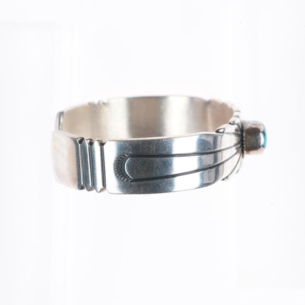 6.25" Ray Bennett Navajo sterling silver spiderweb turquoise cuff bracelet