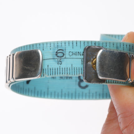 6.25" Ray Bennett Navajo sterling silver spiderweb turquoise cuff bracelet