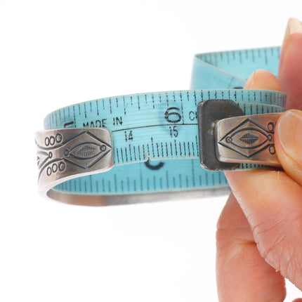 6.1" Danny Clark Navajo stamped sterling silver Royston turquoise cuff bracelet