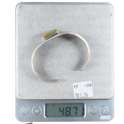 6.1" Danny Clark Navajo stamped sterling silver Royston turquoise cuff bracelet