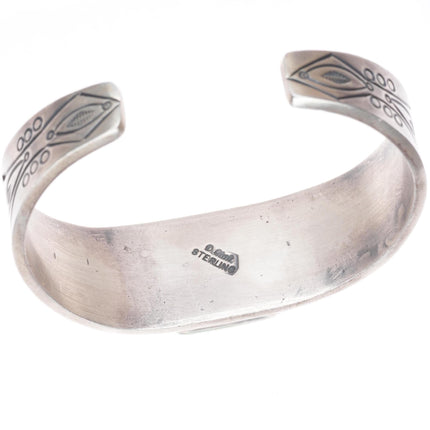 6.1" Danny Clark Navajo stamped sterling silver Royston turquoise cuff bracelet