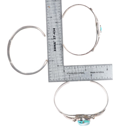 6"-6.6" Vintage Southwestern/Navajo sterling silver-turquoise cuff bracelet lot