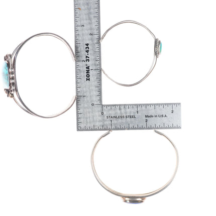 6"-6.6" Vintage Southwestern/Navajo sterling silver-turquoise cuff bracelet lot