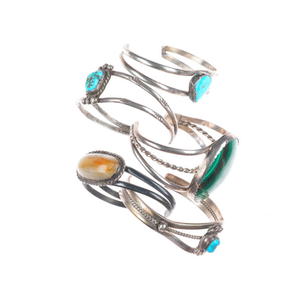 6"-6.4" Vintage Southwestern/Navajo sterling silver-turquoise cuff bracelet lot