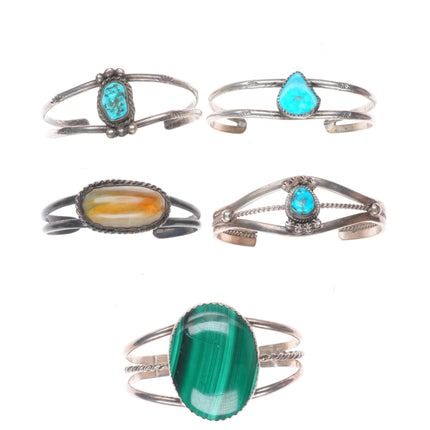 6"-6.4" Vintage Southwestern/Navajo sterling silver-turquoise cuff bracelet lot