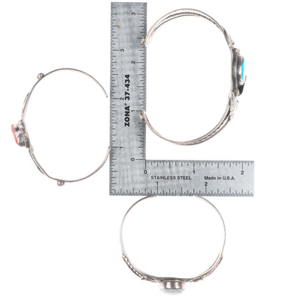 6"-7.1" Vintage Southwestern/Navajo sterling silver-turquoise cuff bracelet lot