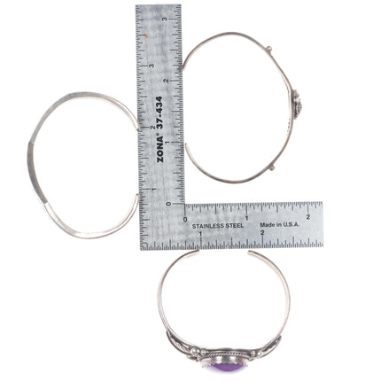 6"-7.1" Vintage Southwestern/Navajo sterling silver-turquoise cuff bracelet lot