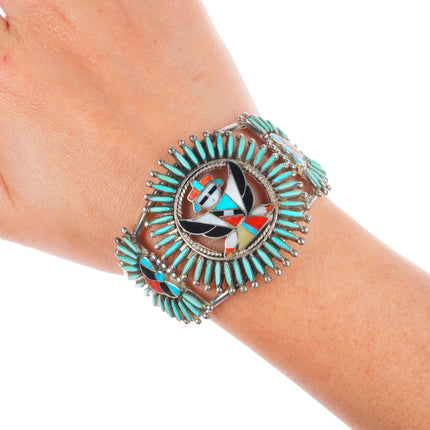 6.6" Delphine Tsadiasi Zuni sterling silver needlepoint/Knifewing cuff bracelet