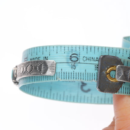 6.3" Cal Eustace Zuni sterling silver needlepoint turquoise row cuff bracelet