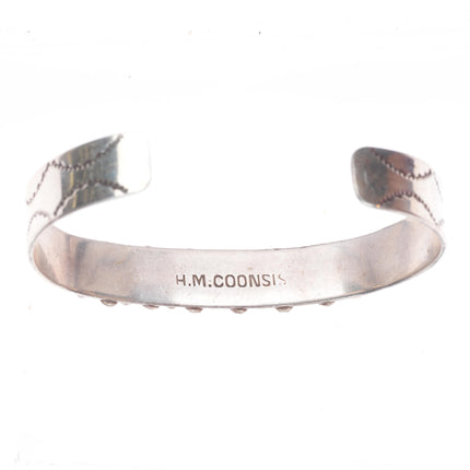6.4" HM Coonsis sterling silver Mediterranean coral row cuff bracelet