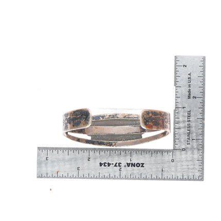 6.4" Fred Harvey #8 turquoise sterling silver rayed bezel cuff bracelet