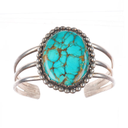 6.2" Vintage Navajo sterling silver turquoise high grade turquoise cuff bracelet