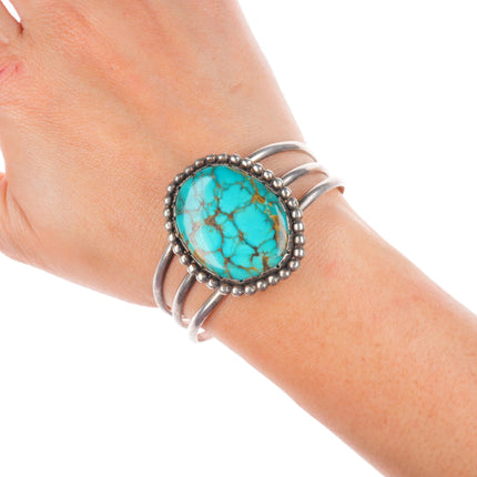6.2" Vintage Navajo sterling silver turquoise high grade turquoise cuff bracelet
