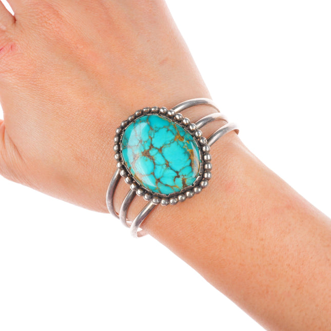 6.2" Vintage Navajo sterling silver turquoise high grade turquoise cuff bracelet