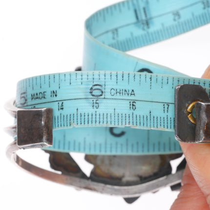 6.75" c1950's Vintage Navajo sterling silver petrified wood agate cuff bracelet